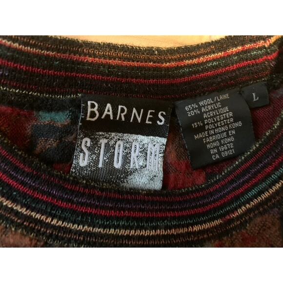 BARNES STORM Sweater Men Large Wool Blend Woven Wave Geometric Art Pattern Vntg - Picture 11 of 11